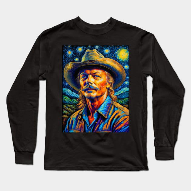 Alan jackson in starry night Long Sleeve T-Shirt by FUN GOGH